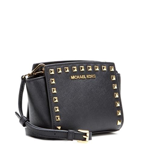 michael kors mini selma black studded|Michael Kors selma crossbody bag.